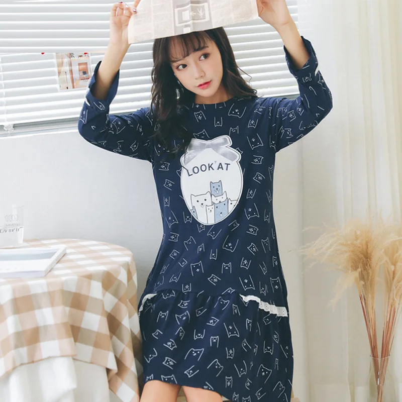 

Yidanna women sleepwear cotton nightgowns sleepshirt in autumn long sleeve sleep clothing for girl kid character onesies nightie