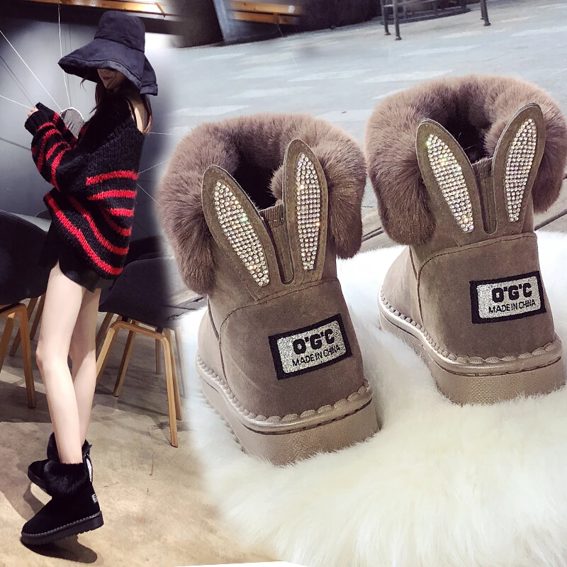 

LZJ Ankle Furry Snow Boots Shoes 2019 Winter Leisure Snow Boots Shoes Women Plus Velvet Non-slip Shoes For Ladies size 36-40