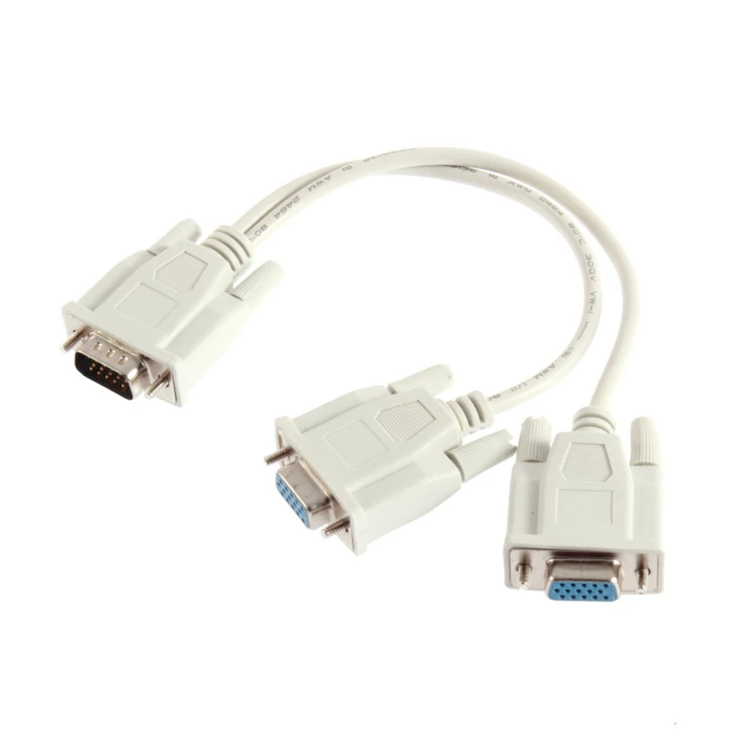 Trumsoon 15pin VGA 1 Male to 2 Female VGA Adapter Extension 1 PC to 2 Monitor Dual Video Converter Cable Y Splitter 