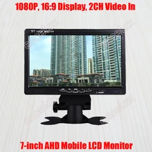 7-дюймовый 720P 960P 1080P 2MP HD AHD мобильный монитор " ЖК-дисплей 2CH A/V видео заднего вида для видеонаблюдения автомобиля крепление