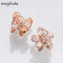 Muylinda, 3 см, глина, цветок, для волос, коготь, маленький, Buttefly, стразы, заколка для волос, металлические аксессуары для волос для женщин
