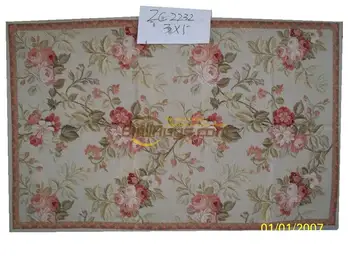 Old Hand-made Traditional Wool Needle-point Carpet Square Roses Handmade Wool Needlepoint Handmade Natural Sheep Wool