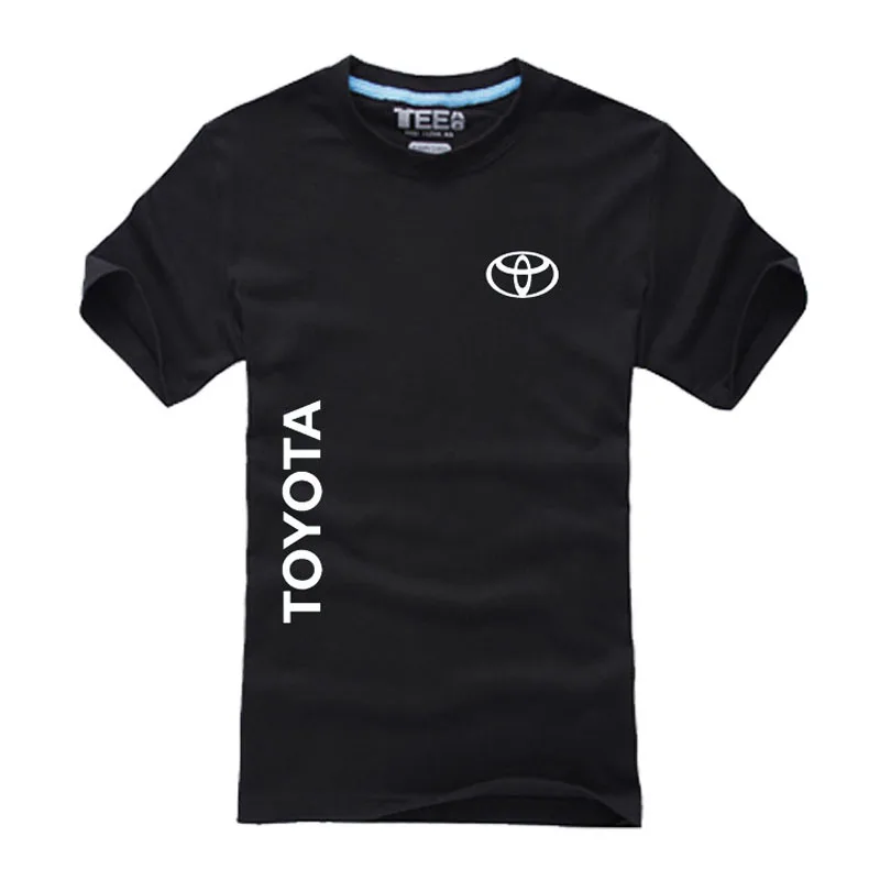 Новая летняя футболка с логотипом Тойота, Мужская хлопковая модная футболка с буквенным принтом, футболка с круглым вырезом и коротким рукавом - Цвет: Черный