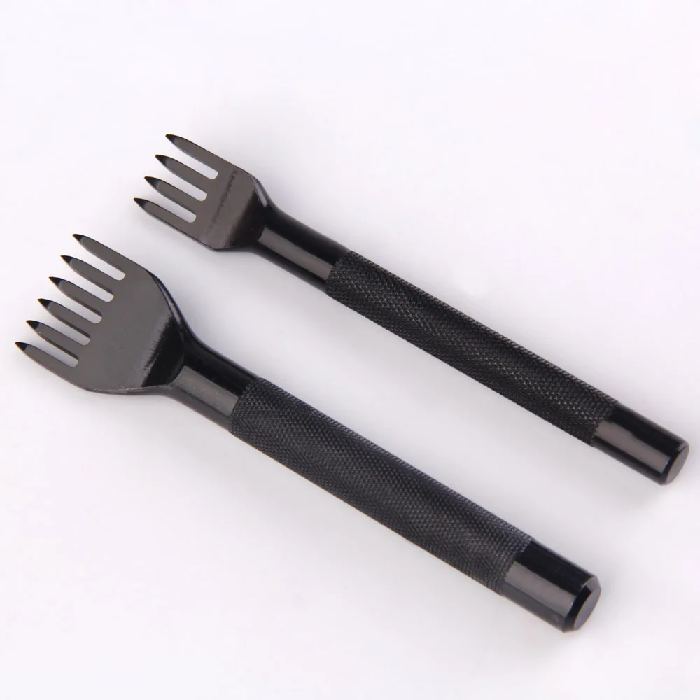 High quality black steel leather craft hole punch sets stitch hole making tool prong 1/2/4/6 4pcs/set