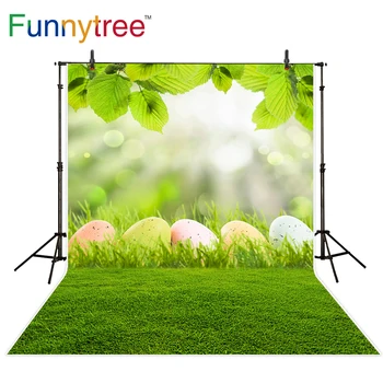 

Funnytree photography backdrops Spring background with green grass Easter eggsphotocall studio funds photo studio backdrop