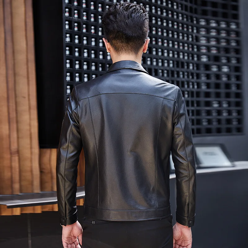 Мужская весенняя куртка из натуральной кожи осеннее пальто из натуральной овчины корейские мотоциклетные куртки модная мужская одежда SY1919F YY423