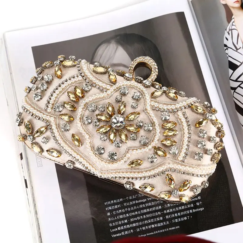 Party bags Evening Bags Diamond Pearls Beaded Wedding Clutch Women's Purse Handbags Wallets Evening Clutch Bag silver clutch