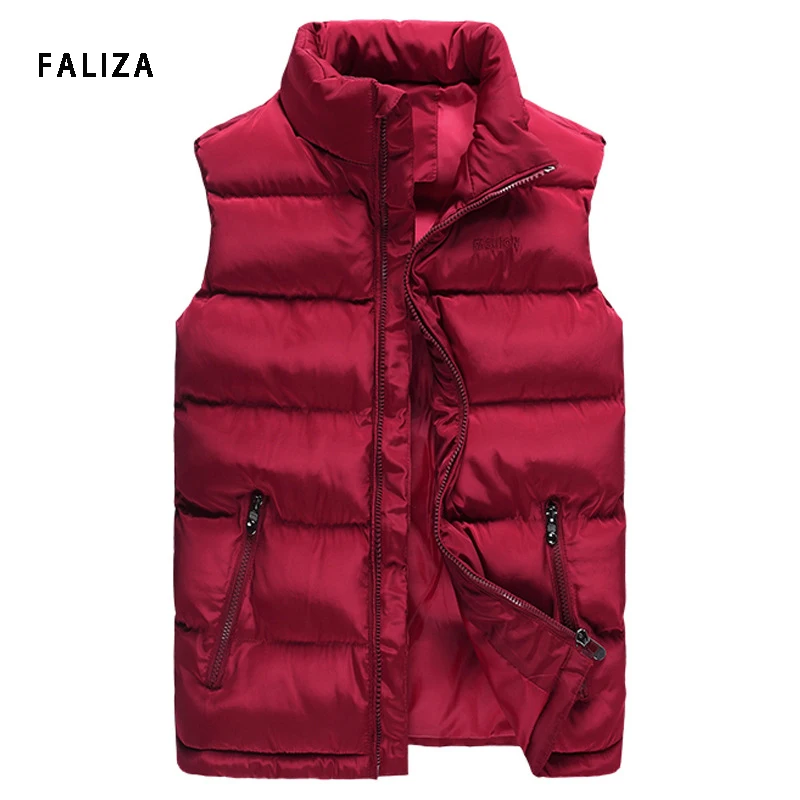 

FALIZA 6XL New Winter Mens Jackets Sleeveles Vest Male Warm Down Vest Casual Waistcoat Men Thicken Outerwears Chalecos MJ106