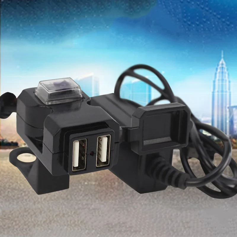 Universelle Wasserdichte Dual USB 12 v Motorrad Lenker Ladegerät Buchse Adapter Schalter Halterunge