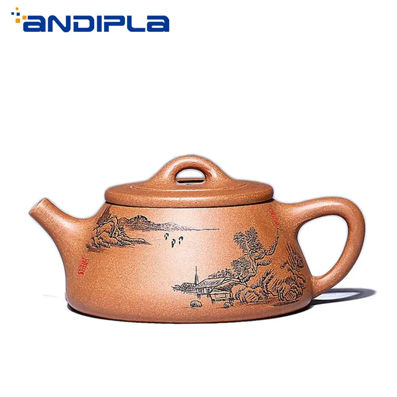 

160cc Yixing Teapot Authentic Purple Clay Stone Scoop Pot Handmade Ceramic Chinese Health Kung Fu Tea Set Shi Piao Pot Tea Maker