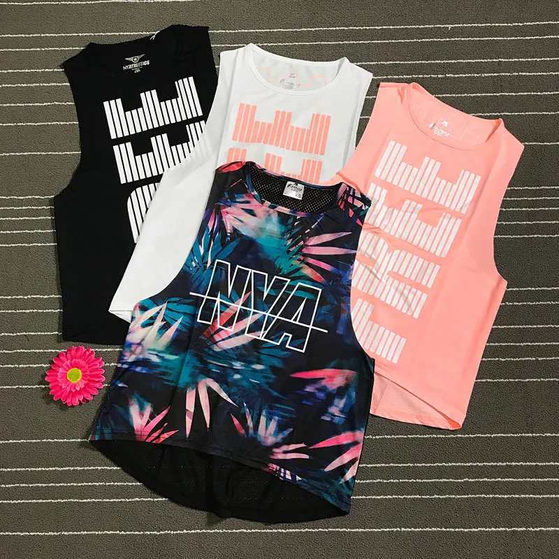 

Mesh Breathable Sport Top Fitness Women Prin Yoga Top Sport Shirt Women Female Sleeveless Sports Top Ladies