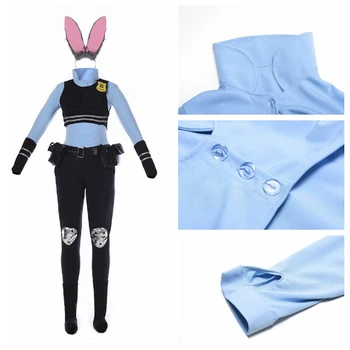 

2016 Hot Sale Zootopia Officer Judy Hopps Costume Halloween Party Club Cosplay Costumes For Women Girls Custom Made