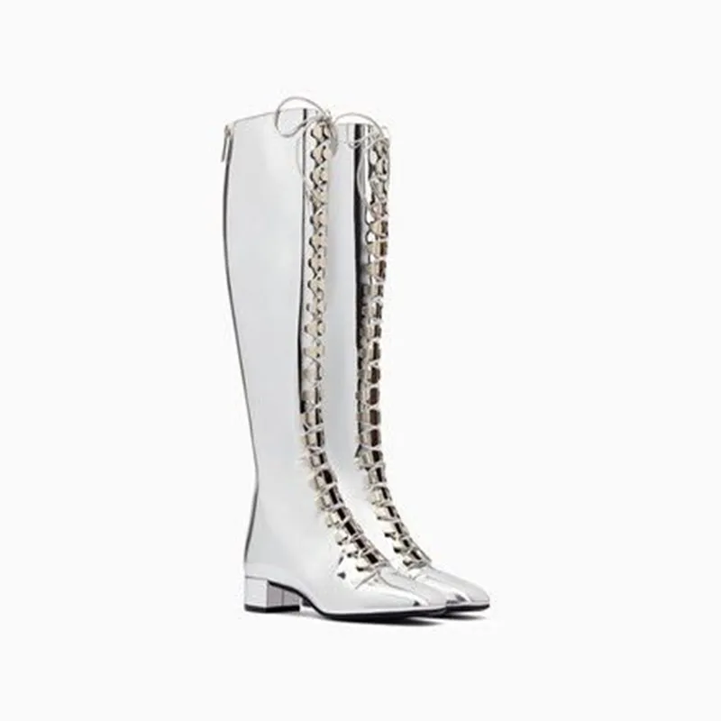 

themost 2018 European Fashion New Product Sexy Lace Rome Women's shoes Thick with Fangtou Ms. Catwalk Banquet Size Women Boots