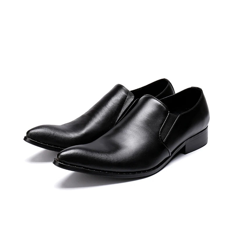 

Ch.kwok Black Fashion Men Oxford Wedding Male Slip-On Pointed Toe Office Genuine Leather Dress Shoes Men Leather Dress Shoes