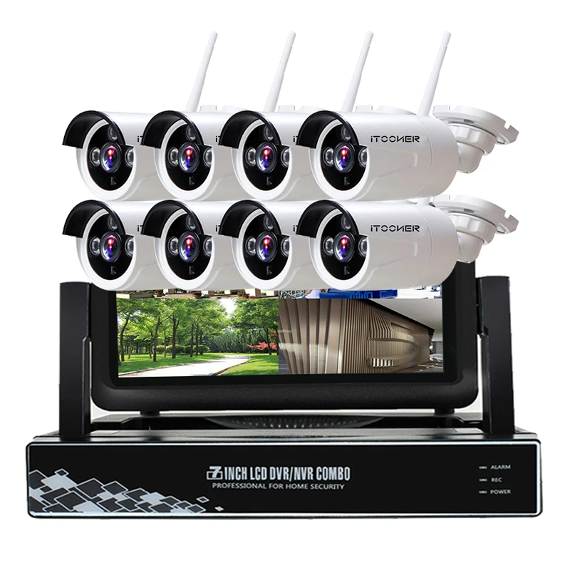 

1920* 1080P HD Outdoor Security Camera System 8pcs 2.0MP IP Network CCTV Home Security Camera Wireless NVR Kit Camera CCTV Set
