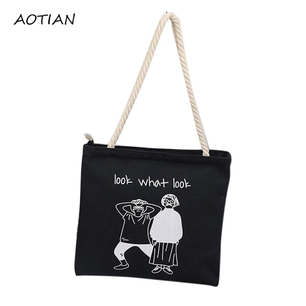 

New Women Bags Popular Western Style With Cartoon Print Ladies Canvas Shoulder Bag Girls small tote bag Lady Handbag D35Ma7