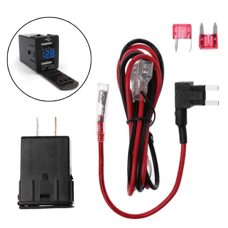 12 V المزدوج USB شاحن سيارة LED الفولتميتر 4.8A الطاقة محول لنيسان هاتف ذكي