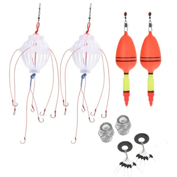 

New Arrival 2Pcs Silver Carp Fishing Float Bobber Sea Monster with Carbon Steel Six Strong Explosion Hooks Fishing Tackle Set