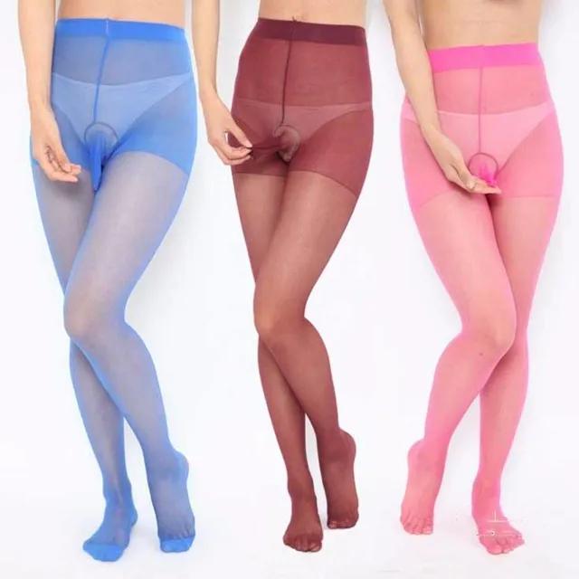 Hot sell fashion Mens Tights 8 Colors Silk stockings for Men Penis Pouch Sheath Underwear New sexy bodysuit -