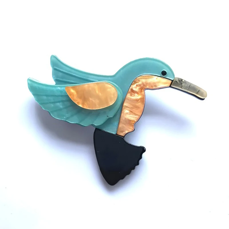 

Cute Birds Brooches For Women Kids Vintage Acrylic Hummingbird Pins Animal Brooches Hijab Pin Female Accessories