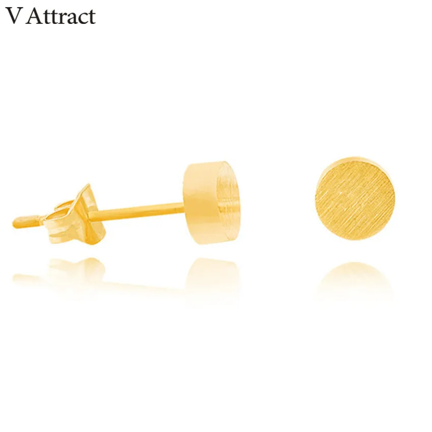 

V Attract Fashion Trend Stainless Steel Geometric Round Earrings for Women Retro Vintage Cylinder Pendientes Hombre