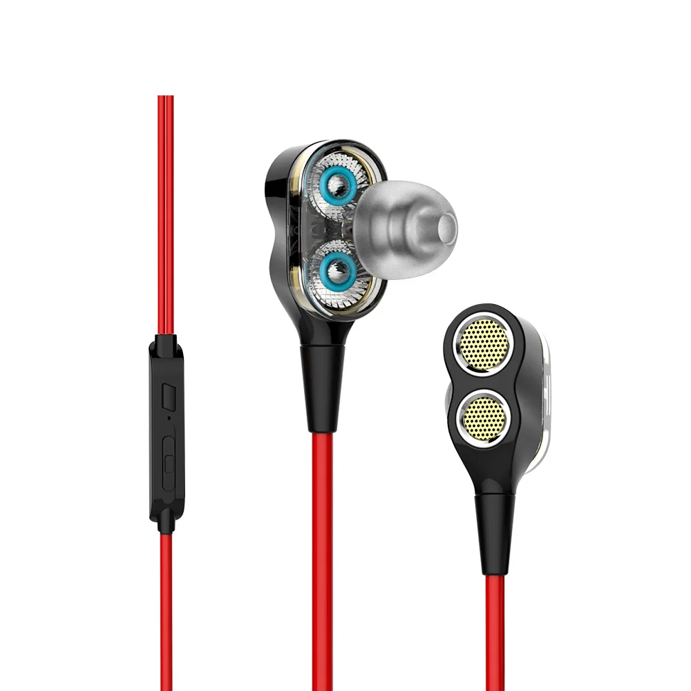 Стерео наушники Шум изоляции In ear музыкальные двойной динамический бас гарнитура