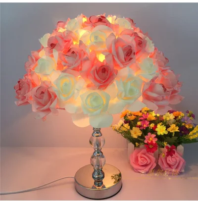 Креативная Европейская Хрустальная настольная лампа с цветком розы, ночник, прикроватная лампа для дома, свадьбы, вечеринки, Декор, внутреннее освещение - Цвет: E