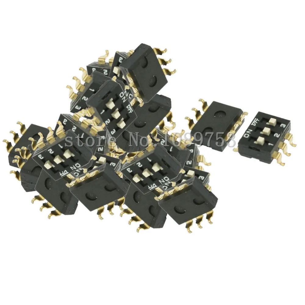 10 Pcs 3P Dual Row 2 54mm Pitch SMD Type Surface Mount DIP Switch in