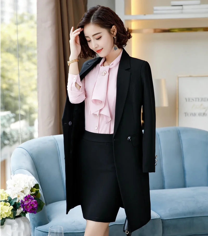 Formal Uniform Designs Business Blazers Suits With Middle Long Blazers