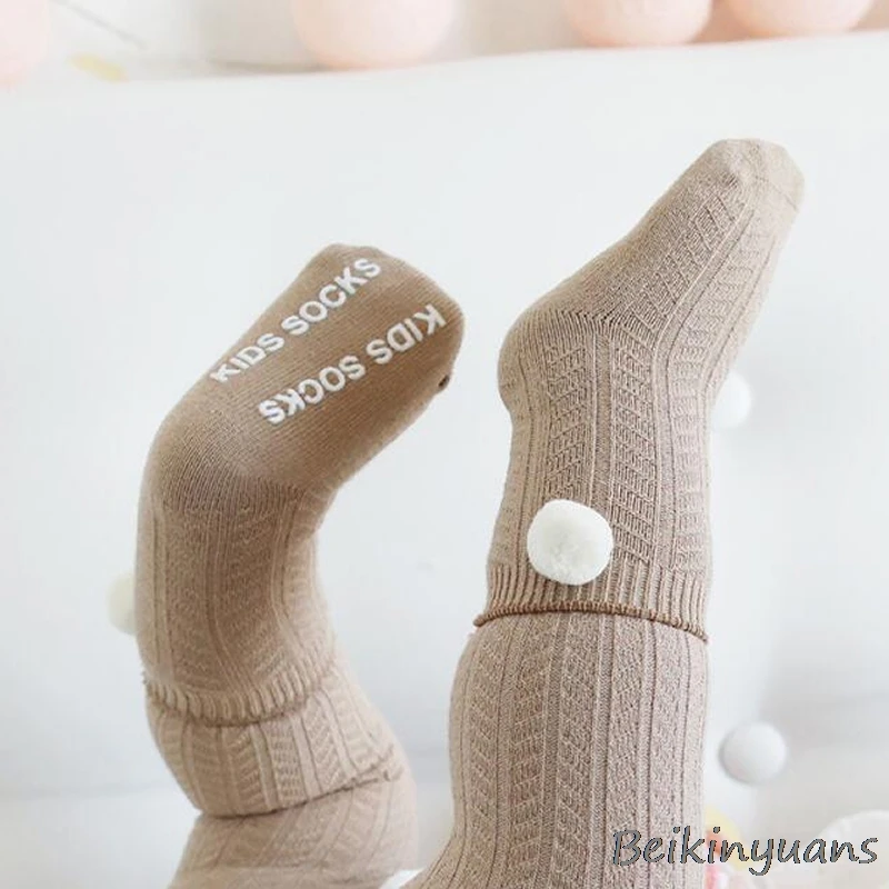 Spring and summer summer double needle baby anti-slip socks without bones loose baby newborn ball children cotton socks