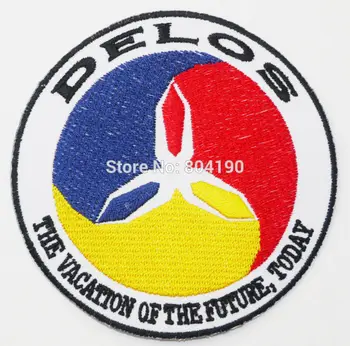 

3.8" WESTWORLD FUTUREWORLD Cool DELOS Logo TV MOVIE Series Iron On Patch Tshirt TRANSFER MOTIF APPLIQUE Rock Punk Badge