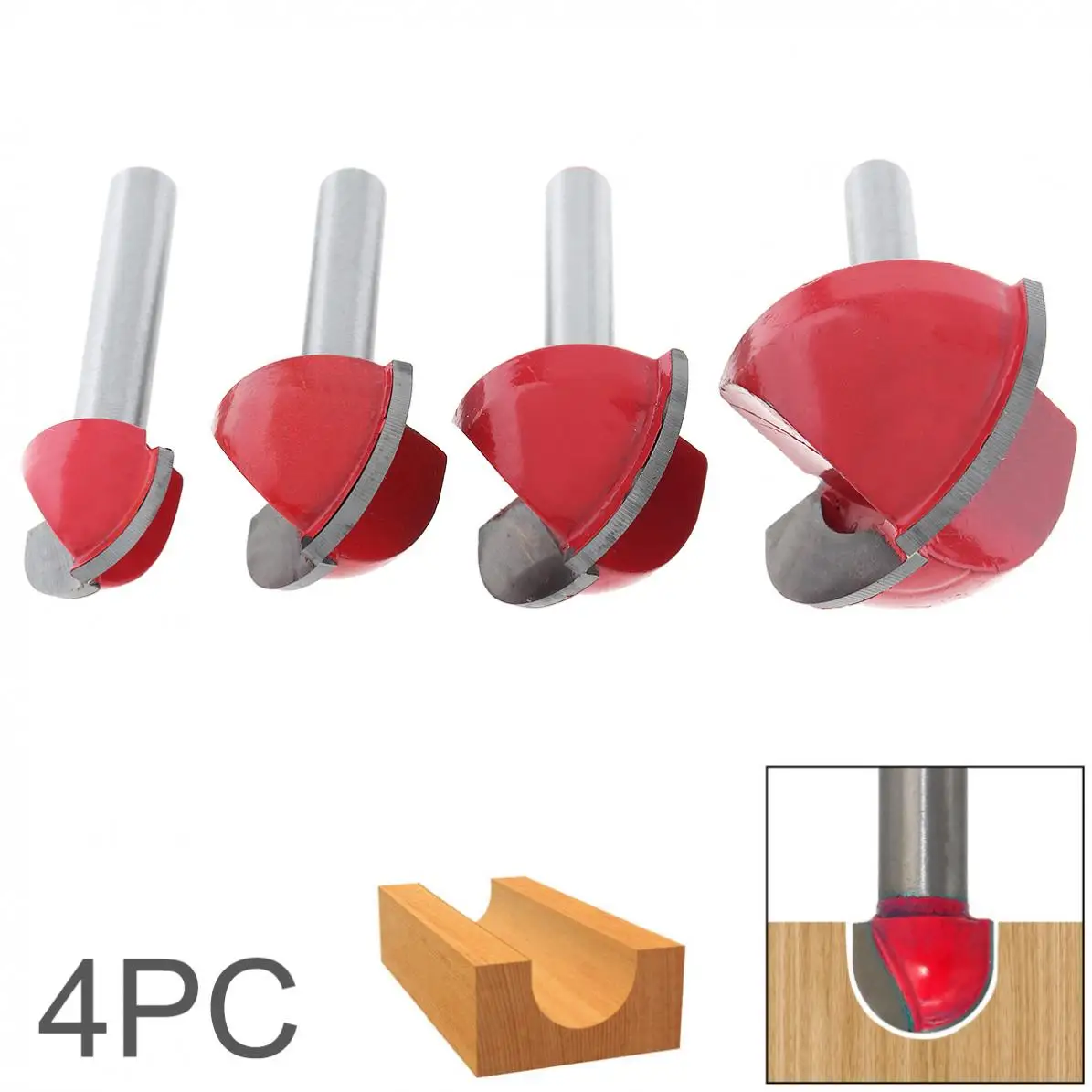

4 pcs Milling Cutter 6-handle Round Bottom Engraving Machine Ball Cutter Round Head Carbide Tool for Industrial Cutting