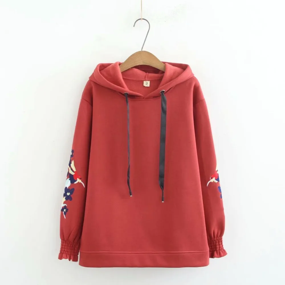 Plus size drop shoulder fleece soft cotton embroidery