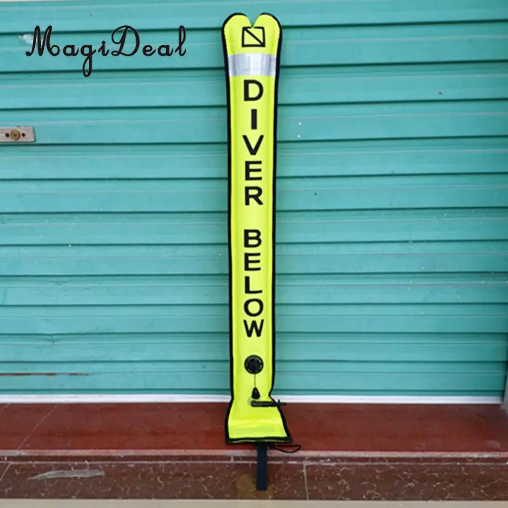 MagiDeal Professional 4ft Scuba Diver SMB Surface Marker Buoy + Dive Reel Line Kayak Anchor for Underwater Diving Snorkeling