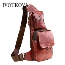 IVOTKOVA Натуральная кожа Мужская нагрудная сумка дизайн крест тела для мужчин натуральная коровья кожа сумки на плечо Hombres Pecho Bolsa