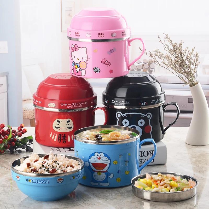 

Portable Cartoon Japanese Stainless Steel Lunch Box Snack Cup Fast food Cup Food Storage Container Leak-proof Thermal Insulation
