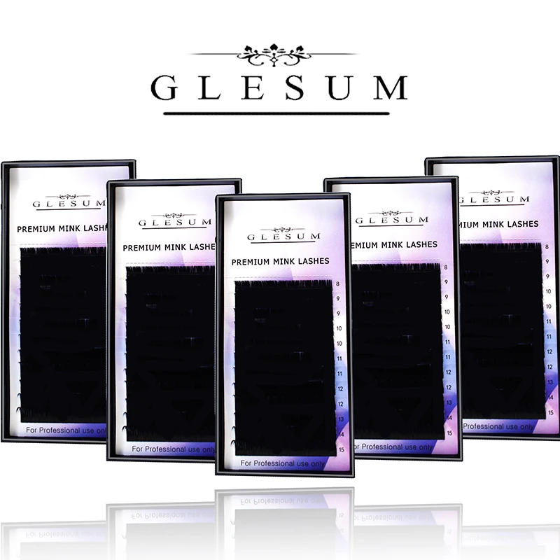 

GLESUM 5cases set mink fake eyelash extension individual eyelashes nature