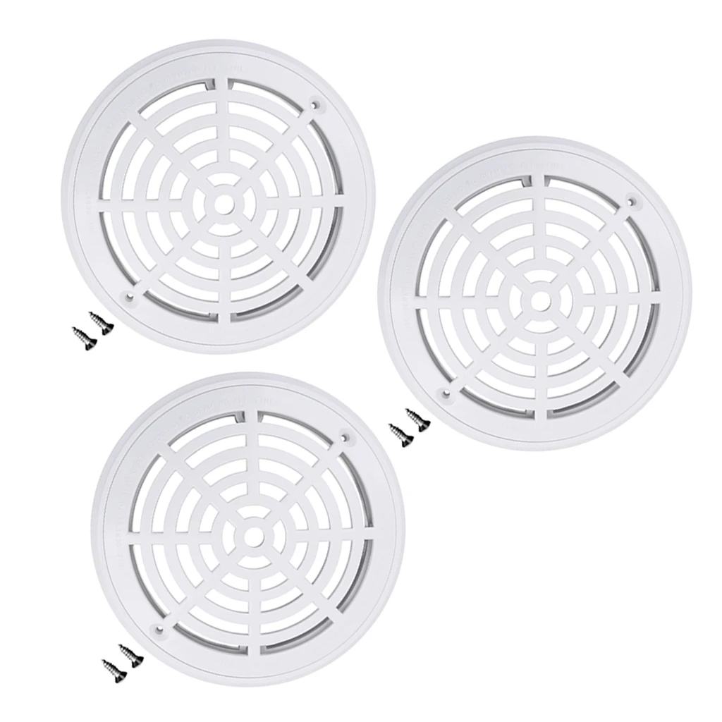 3 Pack 8inch Durable Dual Replacement Cover Main Bottom Drain for Swimming Pool In Ground & Above Ground Accessory with Screws