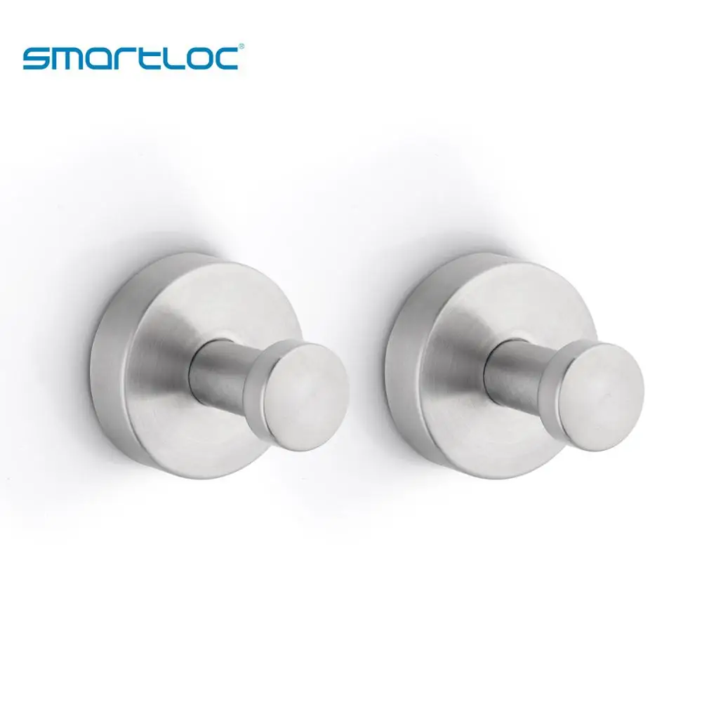 

2 pcs smartloc Stainless Steel Wall Mounted Hook Towel Coat Bathroom Hanger Clothes Hooks Hanging Storage Organizer Accessories