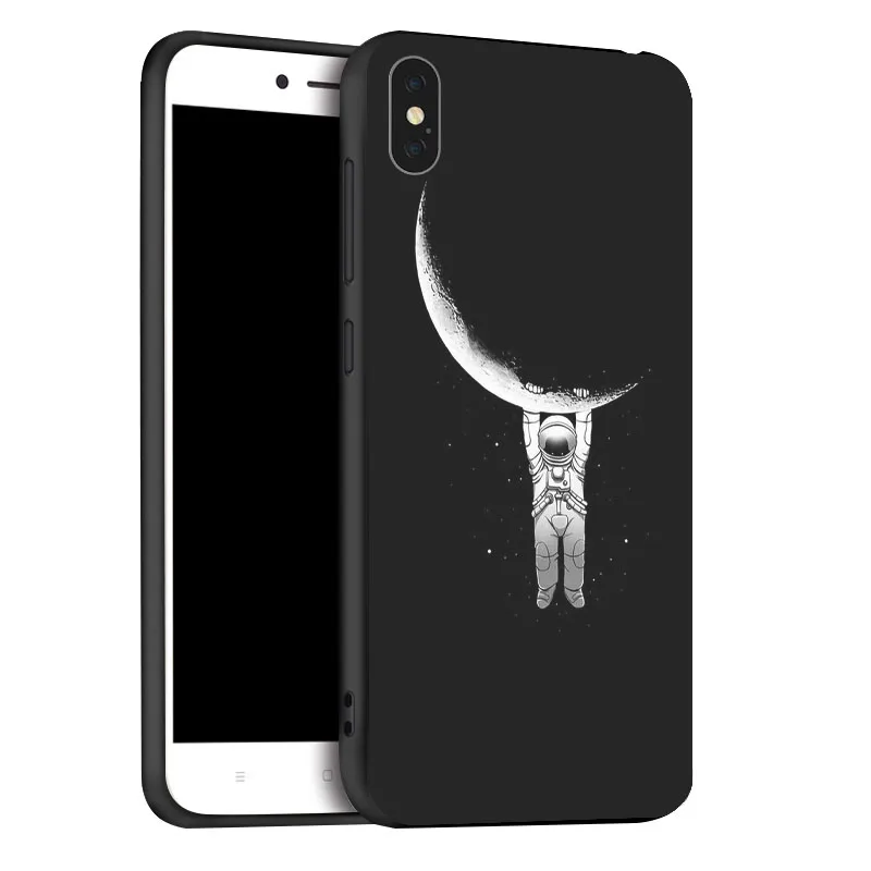 Чехол с изображением космонавта Луны для iPhone XR XS Max X 11 Pro Чехол s черный чехол для телефона с рисунком для iPhone 7 8 7Plus 8Plus 6S 6Plus чехол