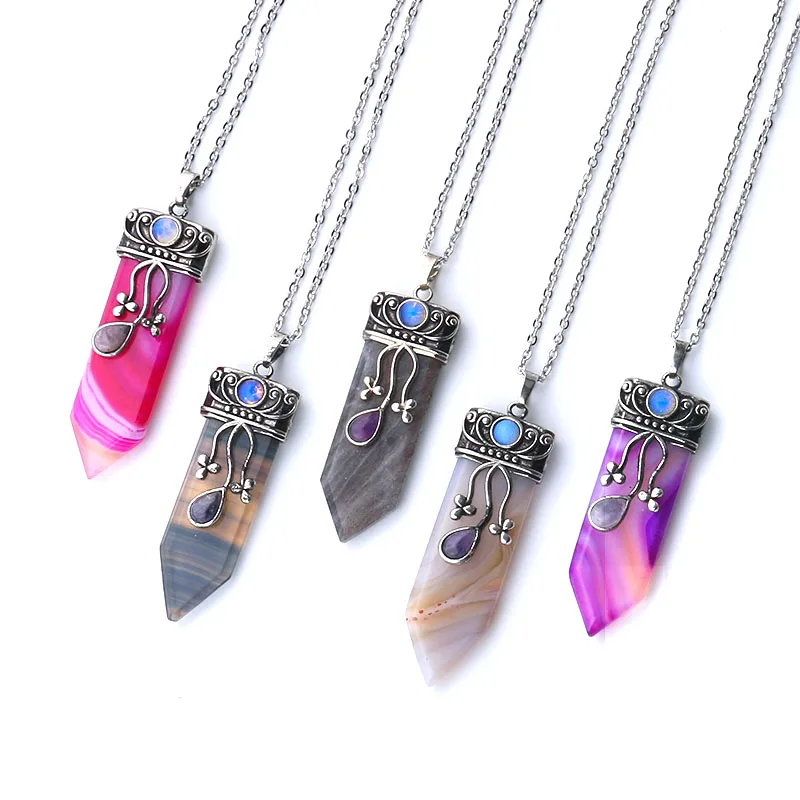 Genuine Natural Quartz Sterling Silver Necklace Vintage Purple Quartz Crystal Silver Pendant Healing Stone Boho Chic