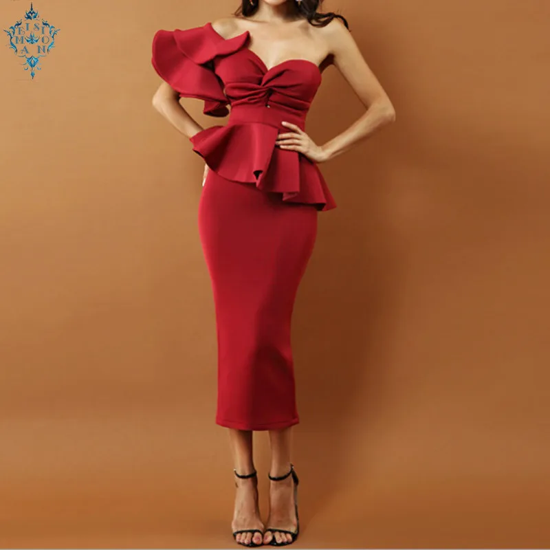 

Ameision robe de soiree Sheath Evening Dresses Ruffles Pleats abiye gece elbisesi Evening Gowns Formal Dress Elegant Candy Color