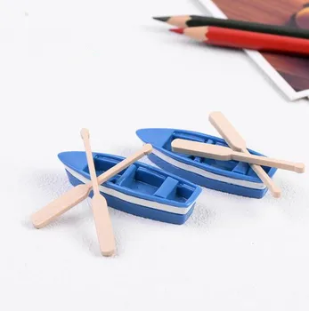 

Free shipping Boats and paddle Resin Craft mix resina cabochons Home Decor Micro Landscape fairy garden miniatures accessories