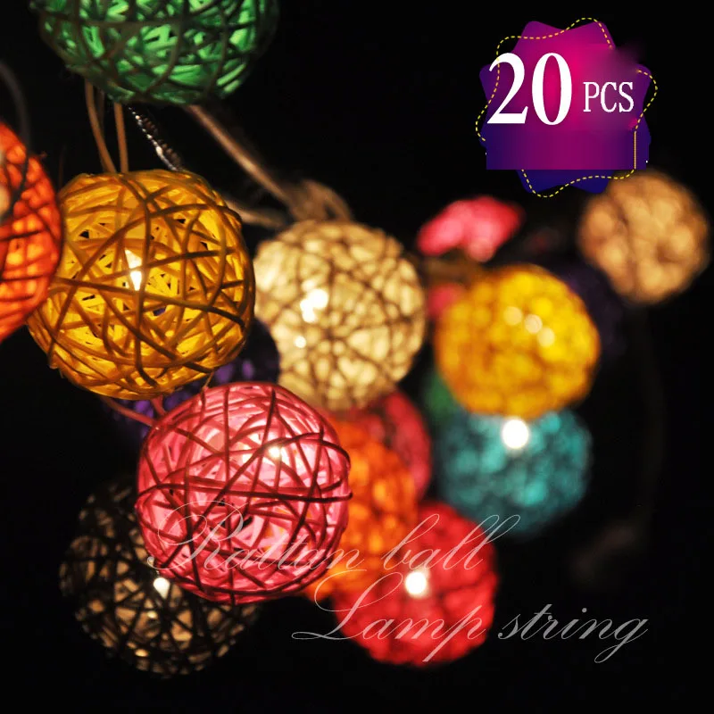 Thai Rural 20 PCS 3 Meters - LEDs US Plug / Battery Rattan Ball LED String Night Lights | Лампы и освещение