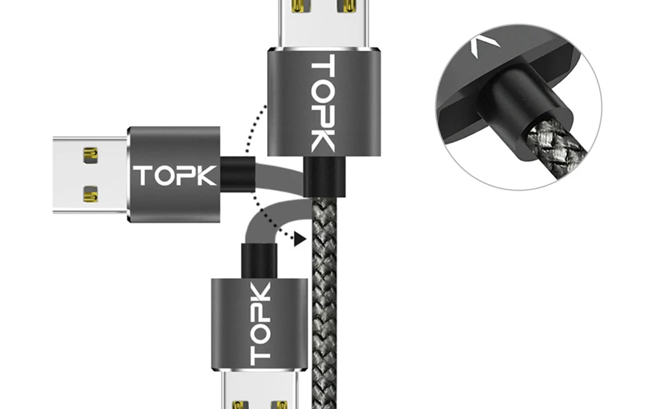 TOPK 1 м светодиодный магнитный кабель для iPhone Xs Max Xr 8 7 6 магнитная зарядка usb type C кабель и Micro USB кабель для samsung Xiaomi huawei USB C