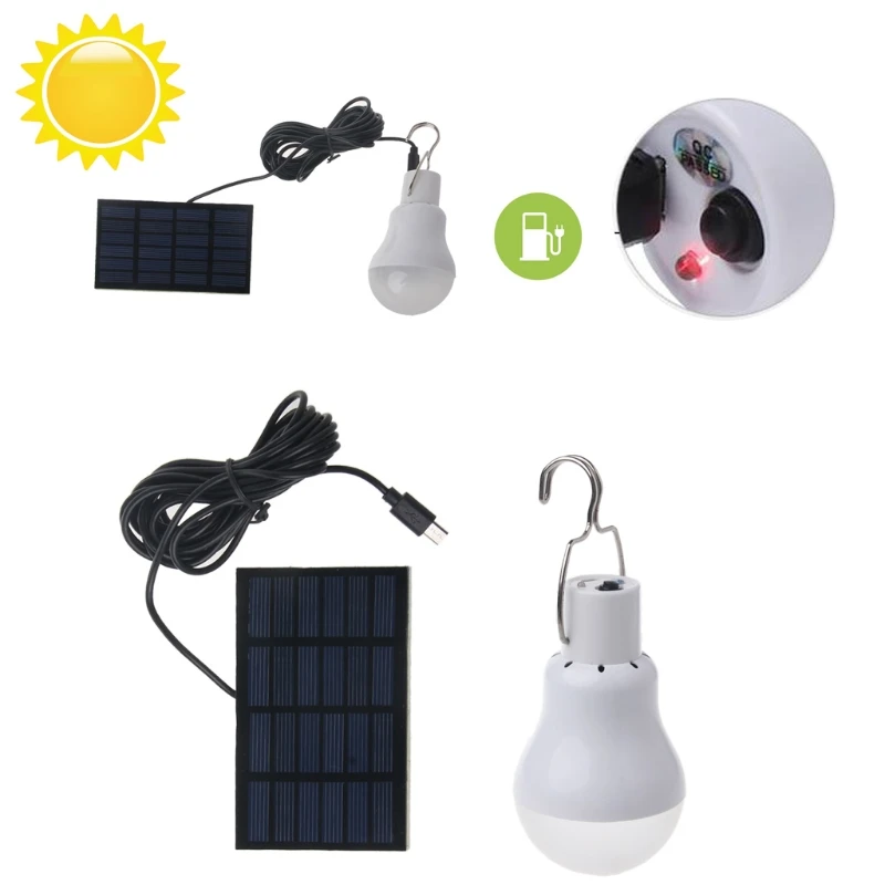 

Solar Panel Powered LED Light Bulb Portable 15W 110lm Lamp Outdoor Hiking Camping - L059 New hot