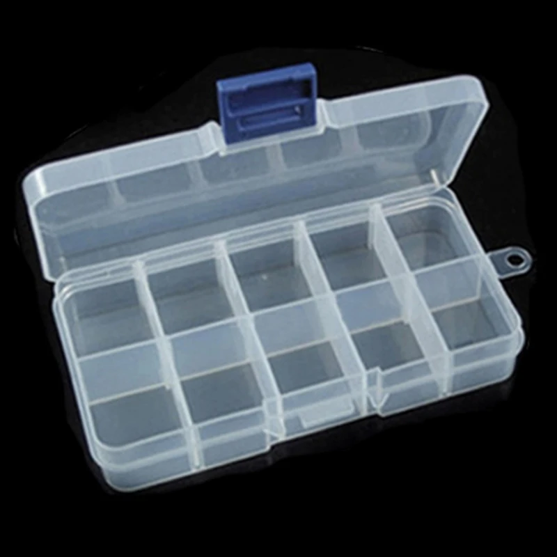 Adjustable Transparent Plastic Storage Box for Small Component Jewelry Tool Earring Case Bead Pills Organizer Nail Art Tip Case 