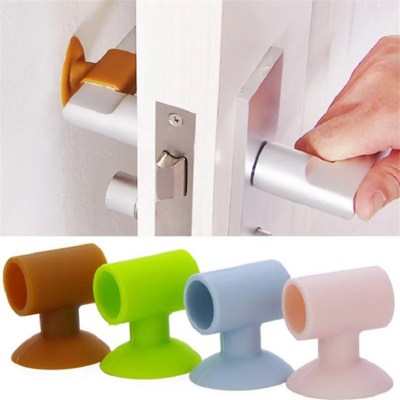 

1pc Door Knob Silencer Crash Pad Wall Protectors Silicone Door Stopper Anti Collision Stop Products 4colors Select 2016 New