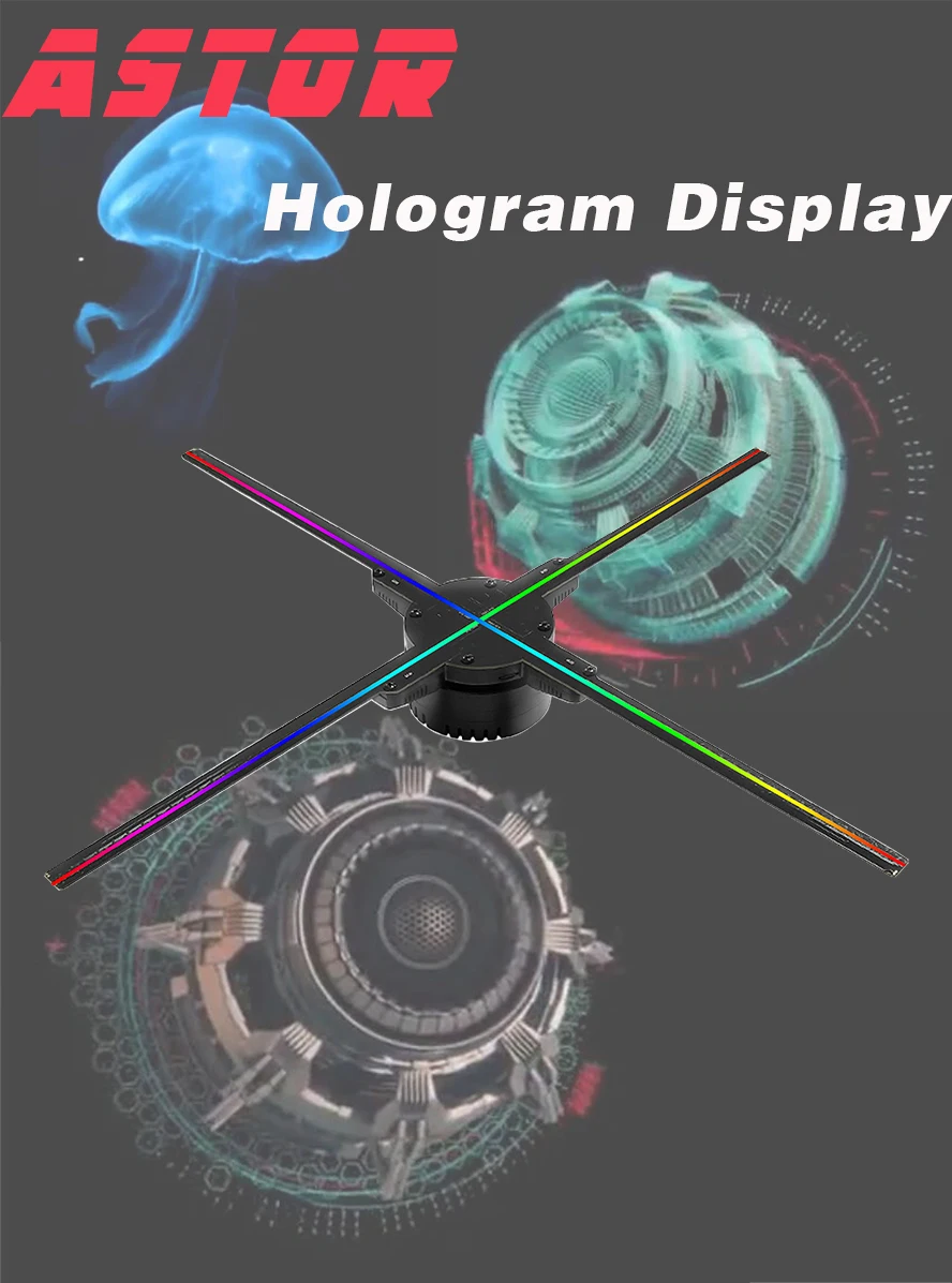 

Factory selling 3D Hologram LED FAN Hologram advertising light LOGO or product display customized photo or video good assistant