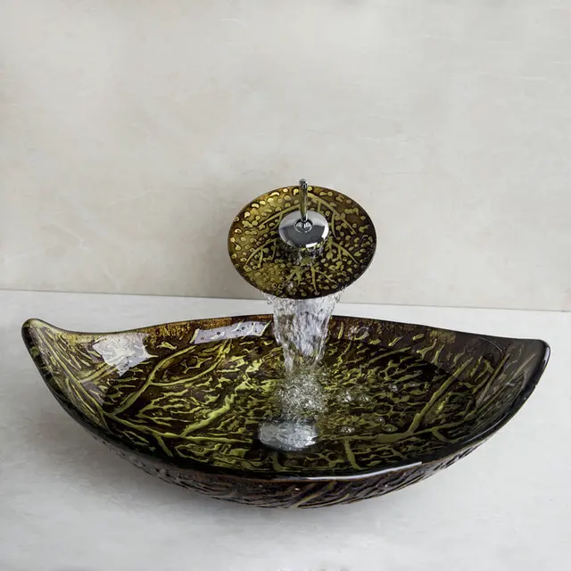 Monite лист хром кран с водопадом умывальник из закаленного стекла ...